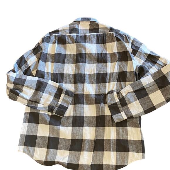 J Crew Mens XL Gray Buffalo Plaid Herringbone Flannel texture Long Sleeve Shirt - Picture 2 of 5